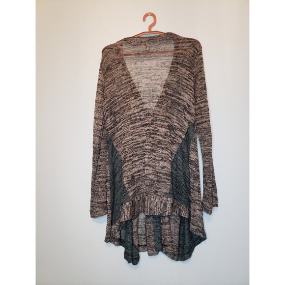 Ivy Jane Women's Sz M Cardigan Button Accent Long Sleeve Gray Teal 100% Linen - Picture 2 of 7